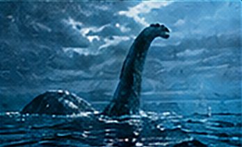 湖から首を出すネッシーのイメージ